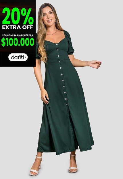 Vestido Largo Mujer Verde Pino Mp 112045