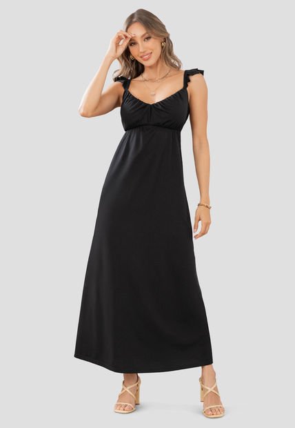 Vestido Largo Mujer Negro Mp 105073
