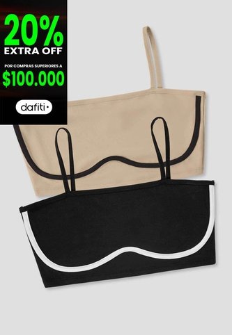 Crop Top Paq X2 Mujer Negro-Latte Mp 114472 MP