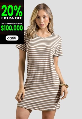 Vestido Corto Mujer Café Pardo-Blanco Mp 114554 MP