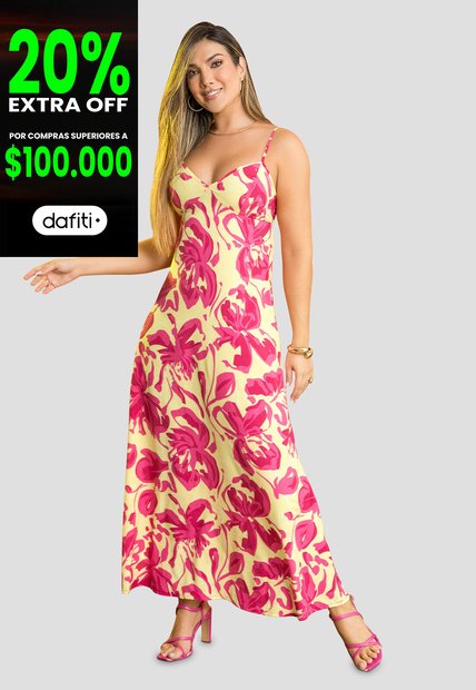 Vestido Largo Mujer Estampado Mp 114194