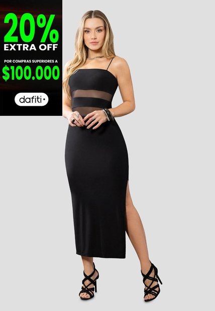 Vestido Largo Mujer Negro Mp 113869