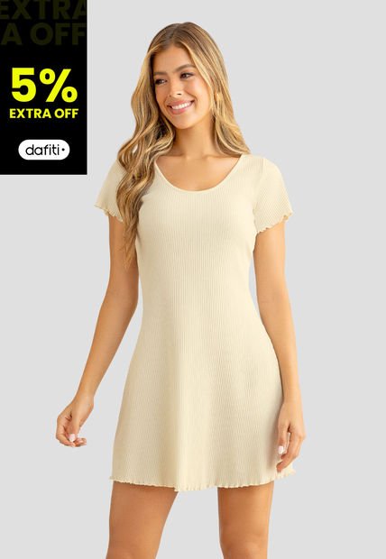Vestido Corto Mujer Crema Mp 110674