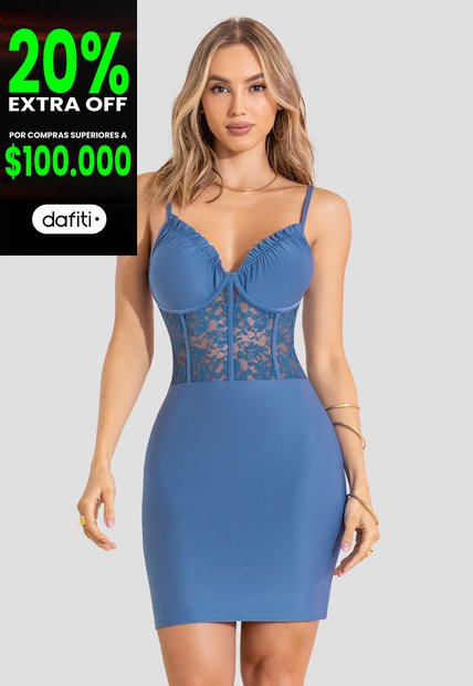 Vestido Corto Mujer Azul Indigo Mp 113479