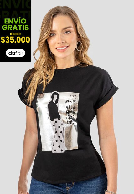 Camiseta Mujer Negro Mp 107537