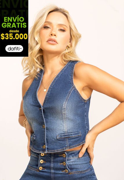 Chaleco Mujer Azul Medio Mp 107891