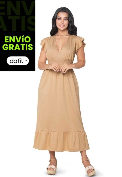 Vestido Largo Mujer Beige Mp 869