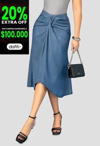 Falda Larga Mujer Azul Medio Mp 112372 MP