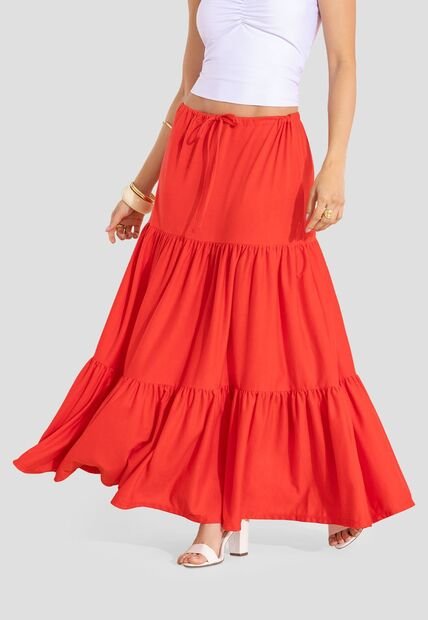 Falda Larga Mujer Rojo Mp 113478