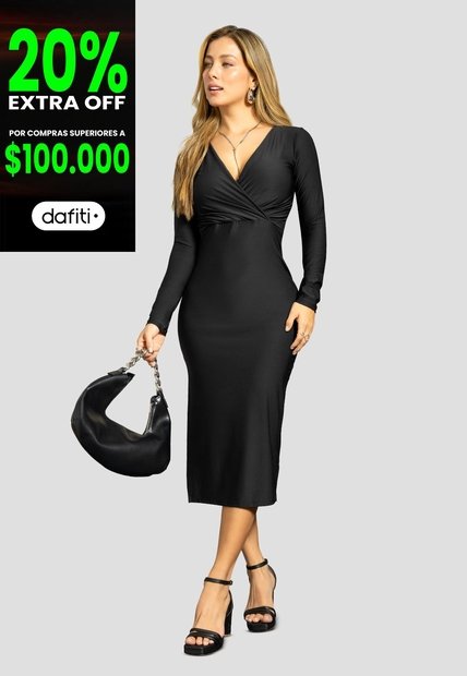 Vestido Largo Mujer Negro Mp 112224