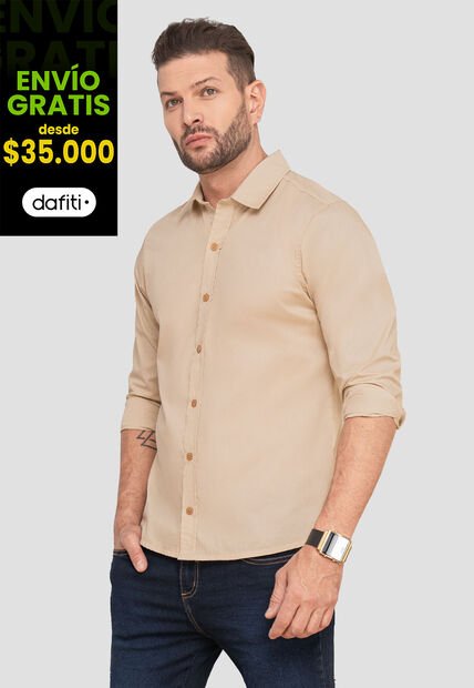 Camisa Hombre Beige Mp 103618