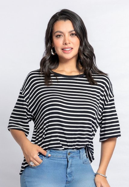Camiseta Mujer Blanco-Negro Mp 110852