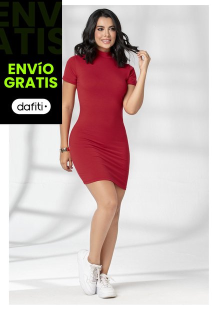 Vestido Corto Mujer Rojo Mp 5947