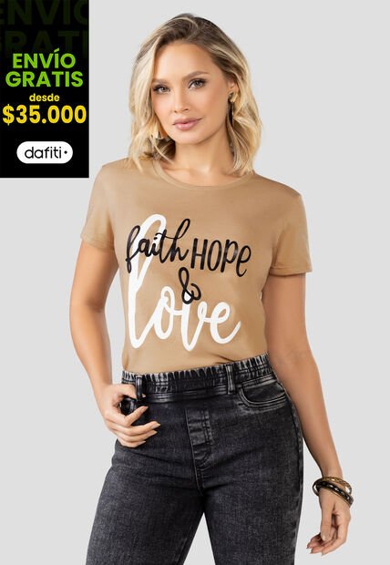 Camiseta Mujer Beige Mp 100778