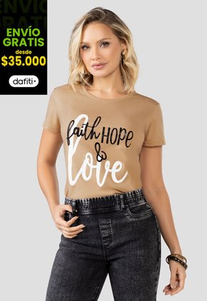 Camiseta Mujer Beige Mp 100778