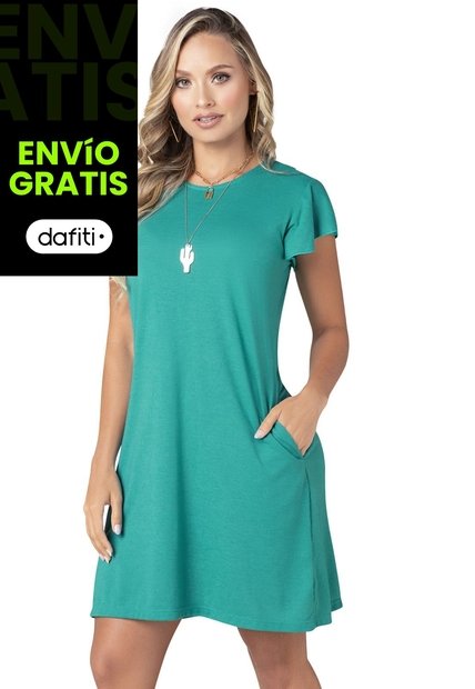 Vestido Corto Mujer Verde Jade Mp 68383
