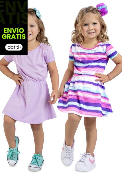 Vestido Paq X2 Infantil Femenino Lila Mp 16790