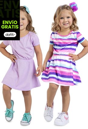Vestido Paq X2 Infantil Femenino Lila Mp 16790