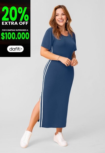 Vestido Largo Mujer Azul Profundo Mp 112017