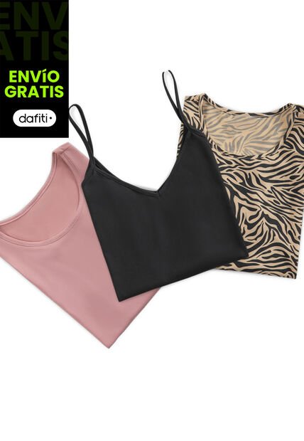 Camiseta Paq X3 Mujer Multicolor Mp 3960