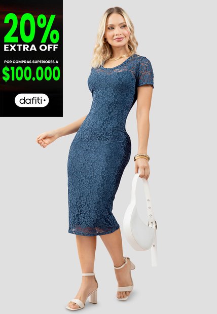 Vestido Largo Mujer Azul Profundo Mp 111271
