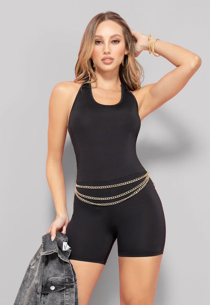 Enterizo Corto Mujer Negro Mp 101442