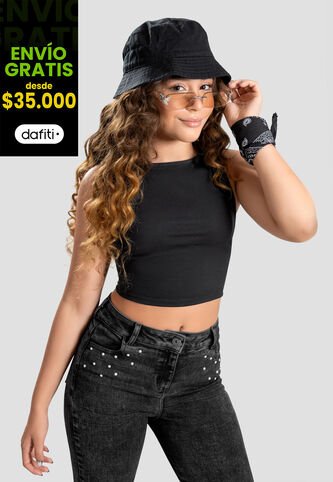 Crop Top Infantil Femenino Negro Mp 104825 MP