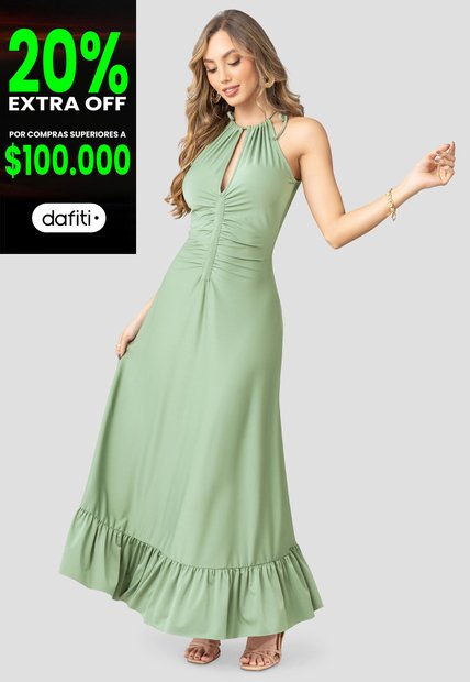 Vestido Largo Mujer Verde Matcha Mp 110420