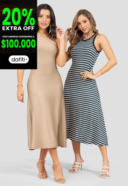Vestido Paq X2 Mujer Multicolor Mp 110497