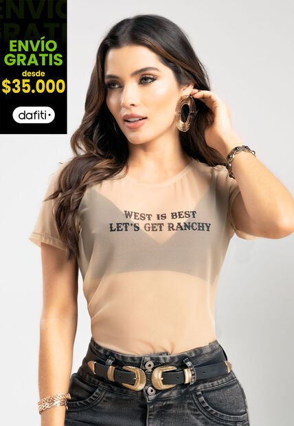 Camiseta Mujer Beige Mp 104195