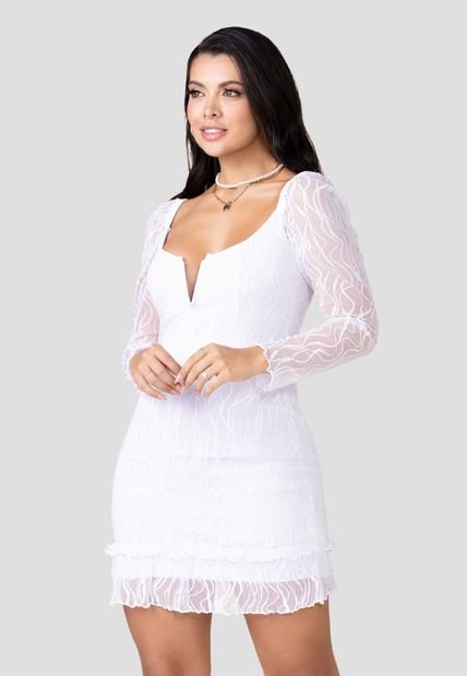 Vestido Corto Mujer Blanco Mp 3474
