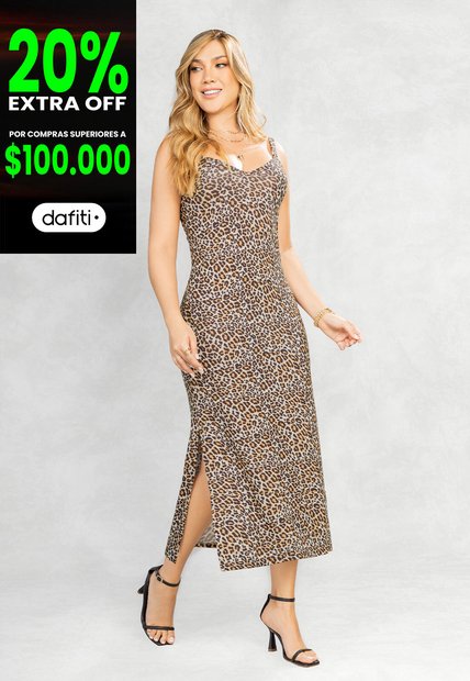 Vestido Largo Mujer Estampado Mp 106956
