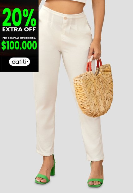 Pantalón Mujer Marfil Mp 1785