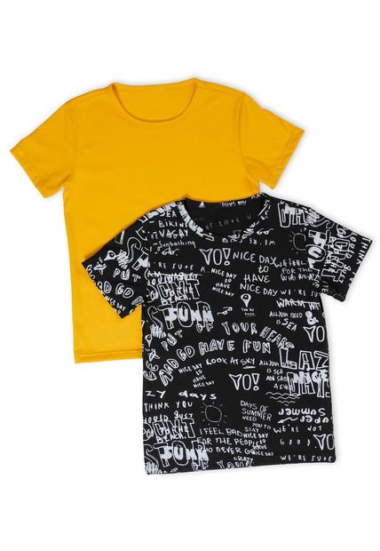 Camiseta Paq X2 Infantil Negro Mp 89908