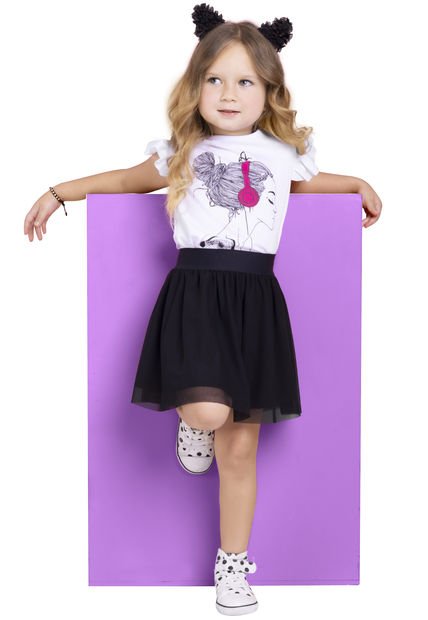 Conjunto Infantil Femenino Blanco Mp 3180