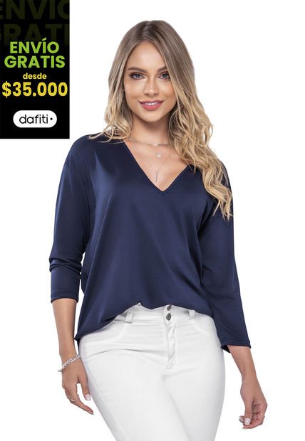 Camiseta Mujer Azul Navy Mp 16856