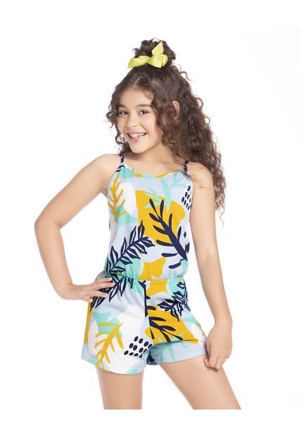Enterizo Para Niña Estampado Hojas Mp