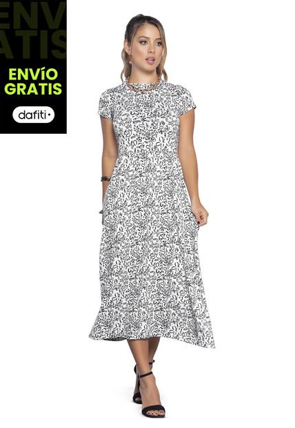 Vestido Largo Mujer Estampado Mp 9489