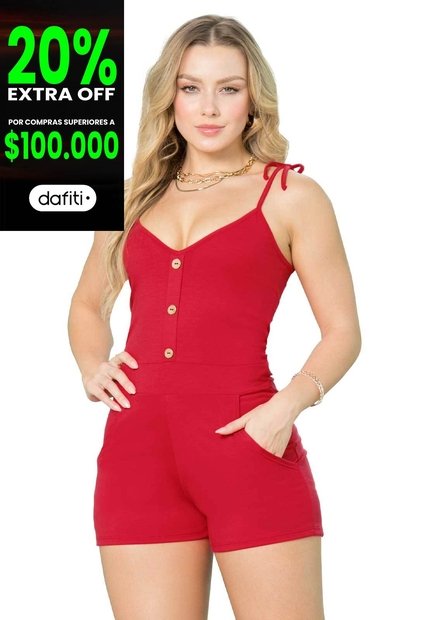 Enterizo Corto Mujer Rojo Mp 146