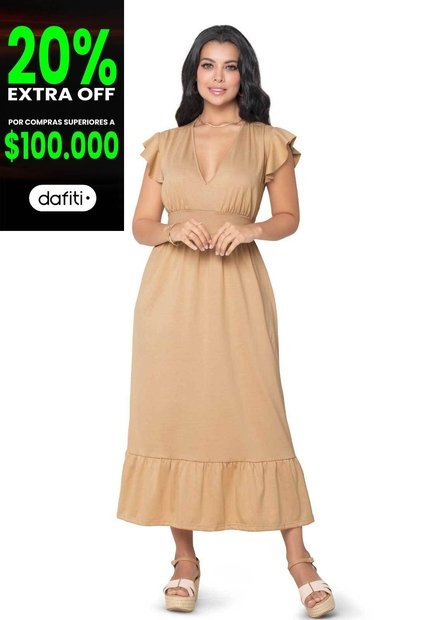 Vestido Largo Mujer Beige Mp 869