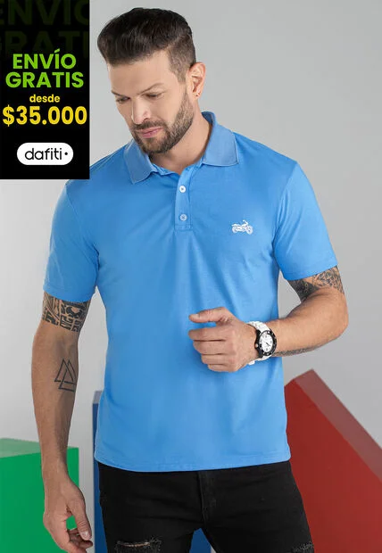 Polo Hombre Azul Mp 101105