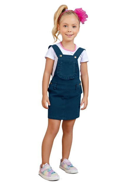 Jardinera Corta Infantil Femenino Azul Mp 34429