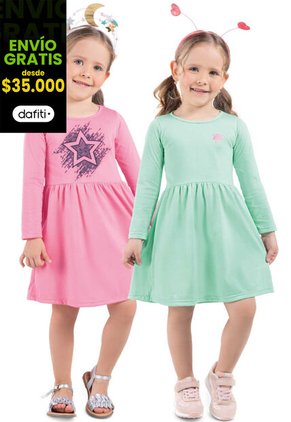 Vestido Paq X2 Infantil Femenino Multicolor Mp 92406
