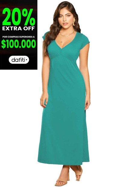 Vestido Largo Mujer Verde Jade Mp 79860
