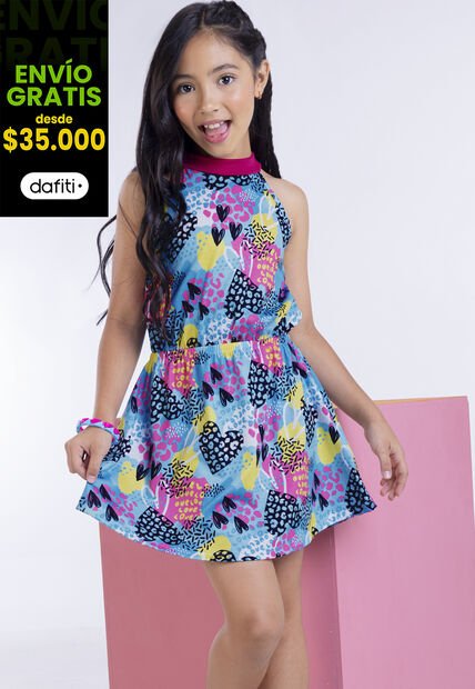 Vestido Infantil Femenino Multicolor Mp 3802