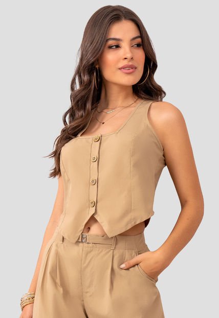 Chaleco Mujer Beige Mp 105144
