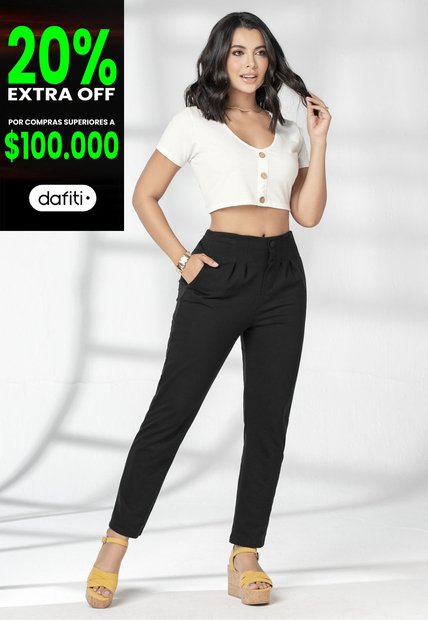 Pantalón Mujer Negro Mp 1785