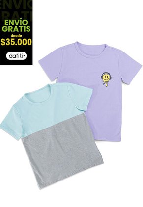 Camiseta Paq X2 Infantil Multicolor Mp 1165