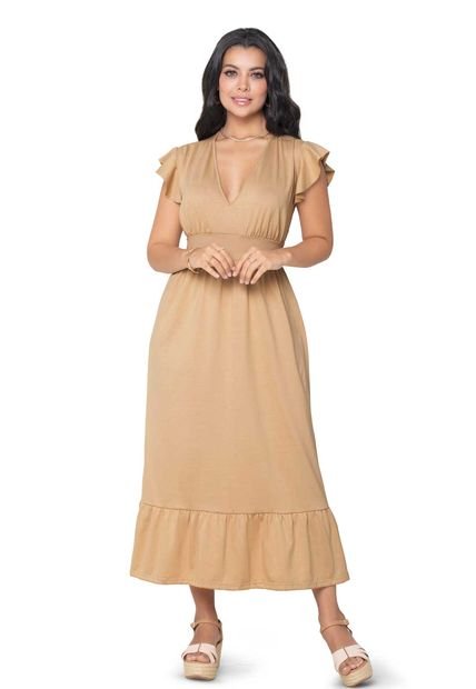 Vestido Largo Mujer Beige Mp 869
