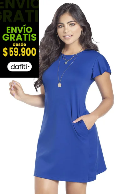 Vestido Corto Para Mujer Azul Cobalto Mp